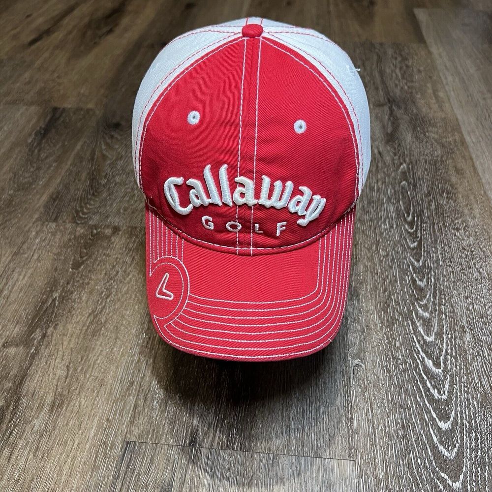 New Era Callaway Golf Hat Red White Magnet Marker‎ Holder READ Adjustable Strap